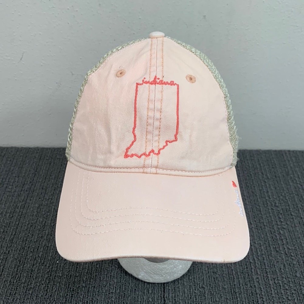Indiana Trucker Hat Womens OSFM Peach Tan Mesh Back Strapback Cap Home Free